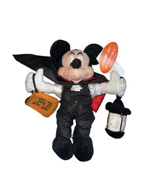 Disney Mickey Mouse Vampire Plush - Black, Red & Orange